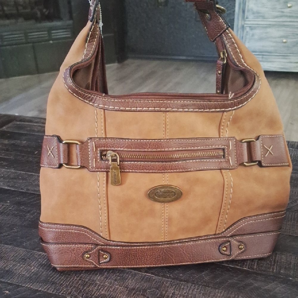 Elegant Tan and Brown Hobo Bag